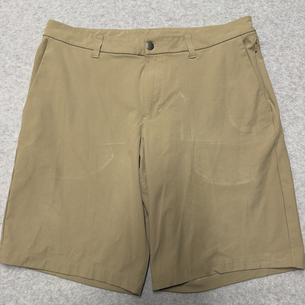 Lululemon ABC Shorts Mens 36 Beige Chino 11in Microfiber Stretch Casual Summer